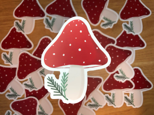 Light Red Mushroom & Pine Sticker