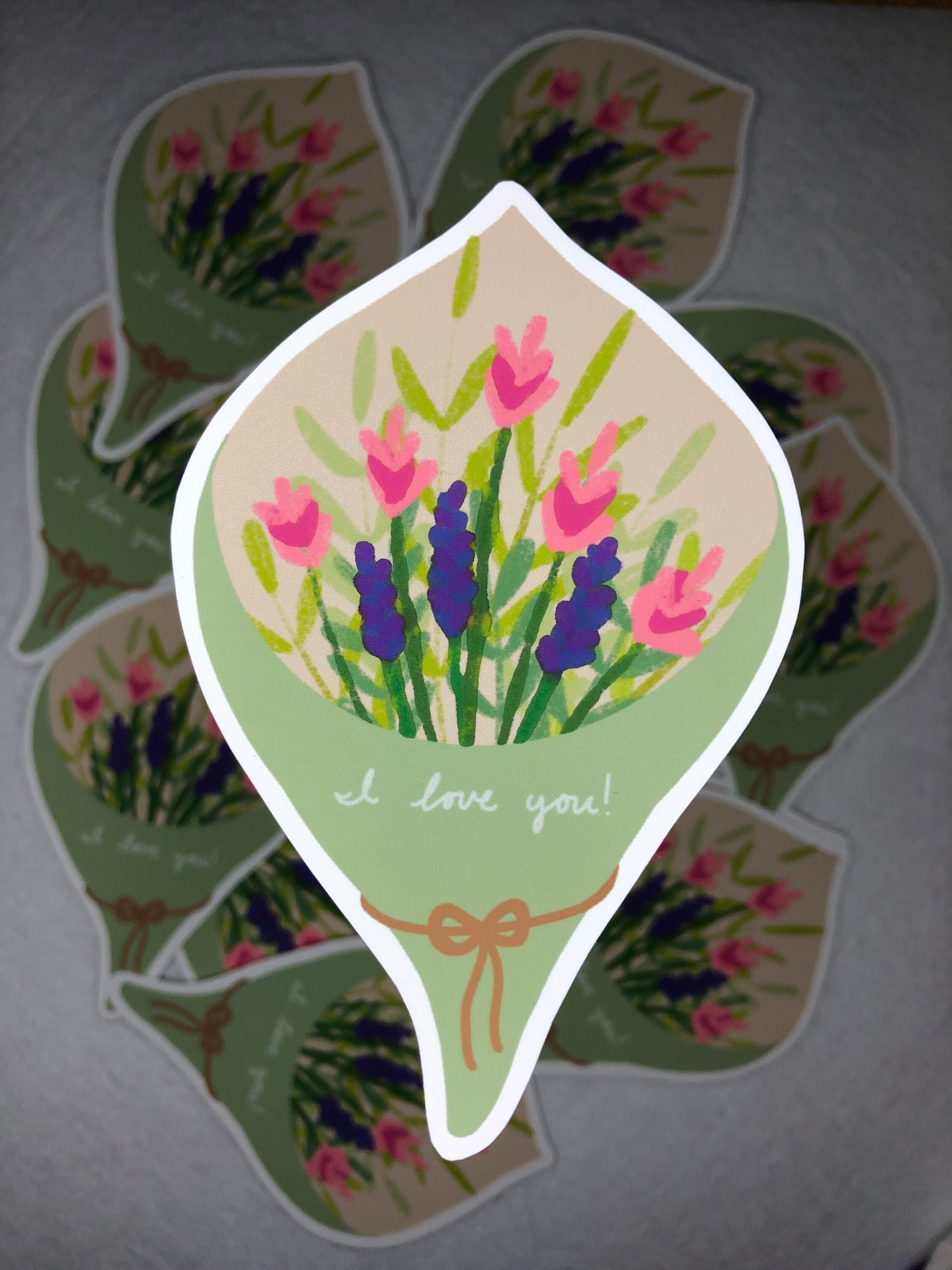 Floral Sticker - "I love You"