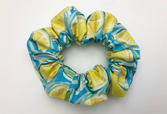 Blue/Yellow Lemons Scrunchies