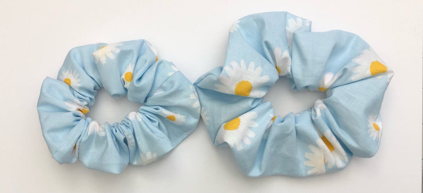 Powder Blue Daisy Scrunchies