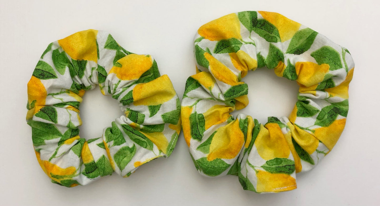 Green/White/Yellow Lemons Scrunchies