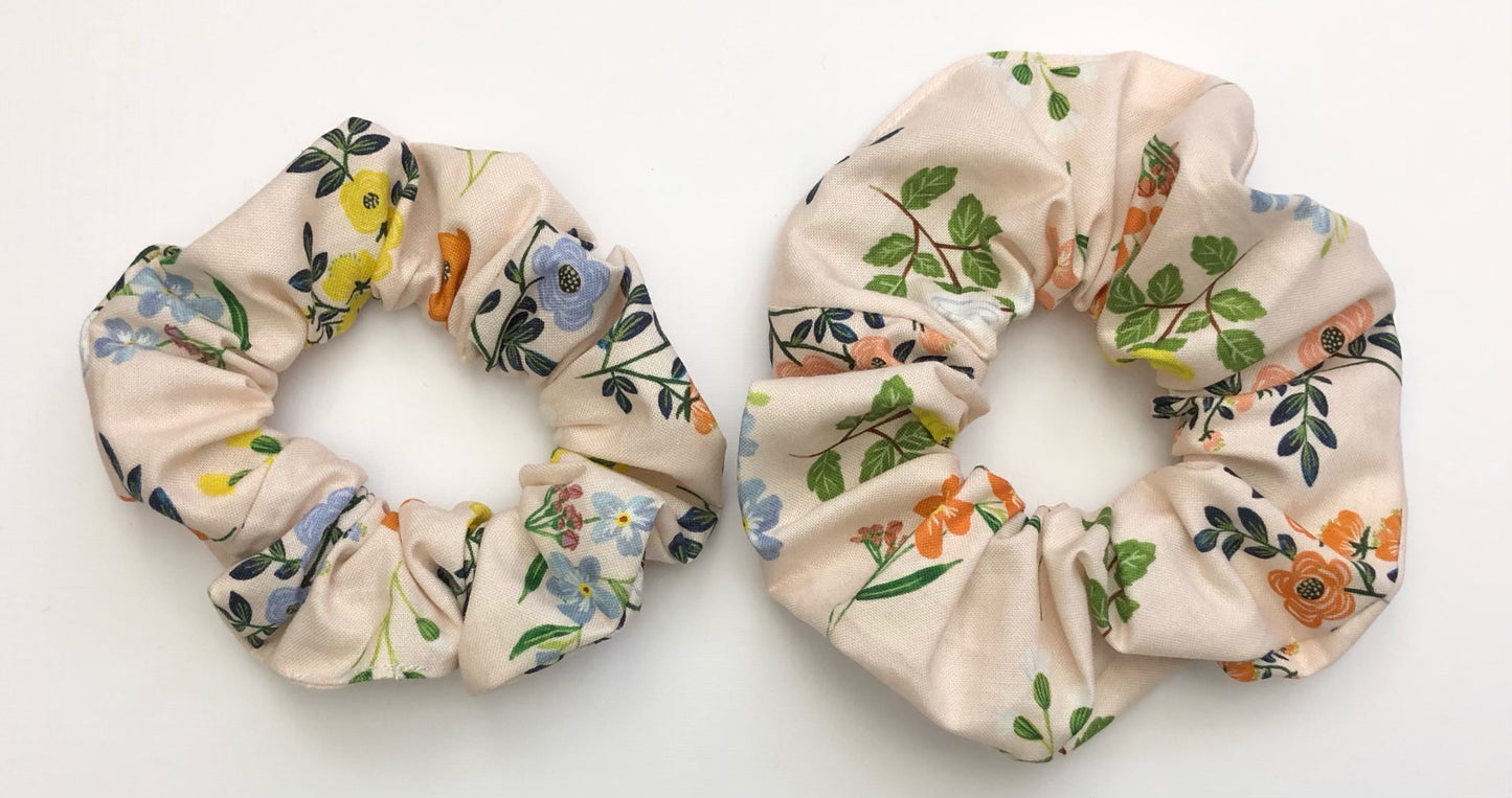 Orange/Yellow/Blue Flowers Scrunchies